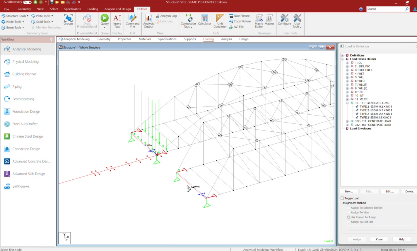 Rail Over Bridge Moving Load Analysis in staad